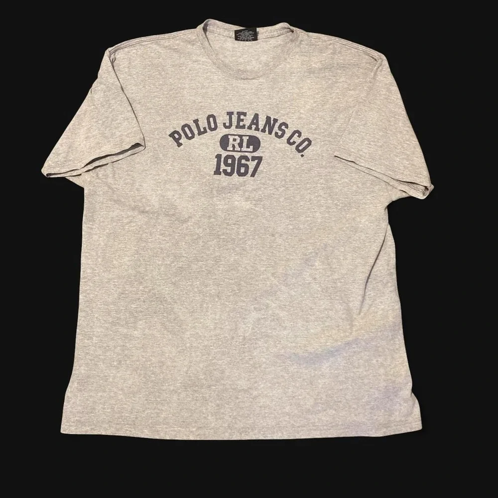 Polo jeans co Heather grey graphic tee vintage 00s collegiate style XL/23.5